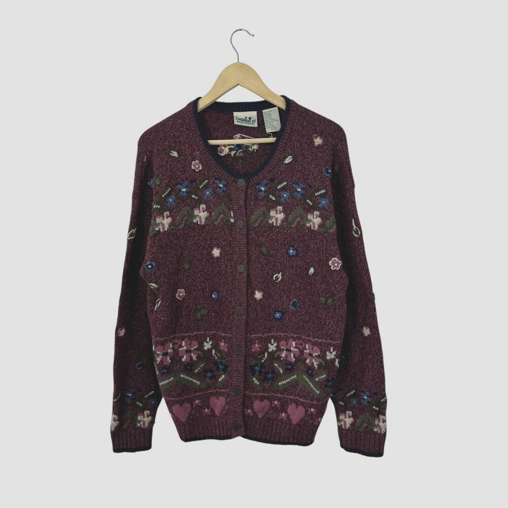 Vintage Northern Reflections Medium Sweater Cardigan Wool Cotton Womens READ